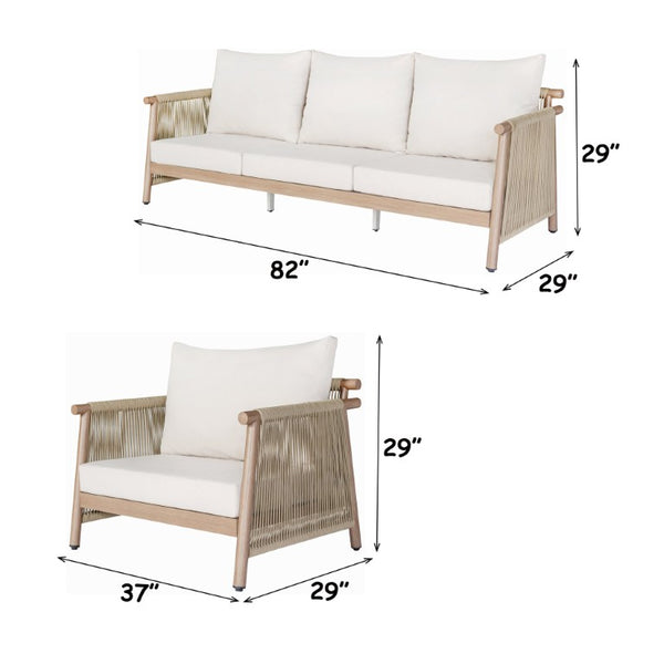 English Elm Zira Outdoor 5 Piece Patio Set with Cement Top Tables and Beige Cushioned Seating B2726S00599