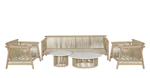 English Elm Zira Outdoor 5 Piece Patio Set with Cement Top Tables and Beige Cushioned Seating B2726S00599