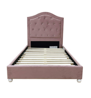 English Elm Reggie Button Tufted Upholstered Bed with Arched Headboard for Guest or Primary Bedroom Pink Full B2726S00600
