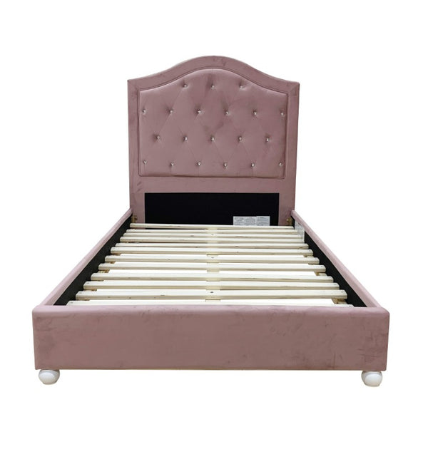 English Elm Reggie Button Tufted Upholstered Bed with Arched Headboard for Guest or Primary Bedroom Pink Full B2726S00600