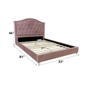 English Elm Reggie Button Tufted Upholstered Bed with Arched Headboard for Guest or Primary Bedroom Pink Full B2726S00600