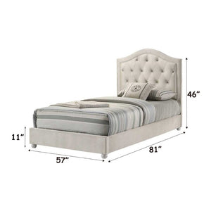 English Elm Reggie Button Tufted Upholstered Bed with Arched Headboard for Guest or Primary Bedroom Beige Full B2726S00601
