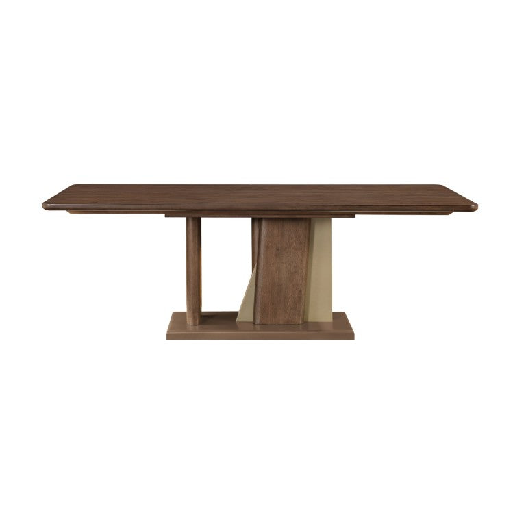 English Elm Ouida Rectangular Wood Veneer Dining Table with Gold Accents Seats Eight B2726S00603
