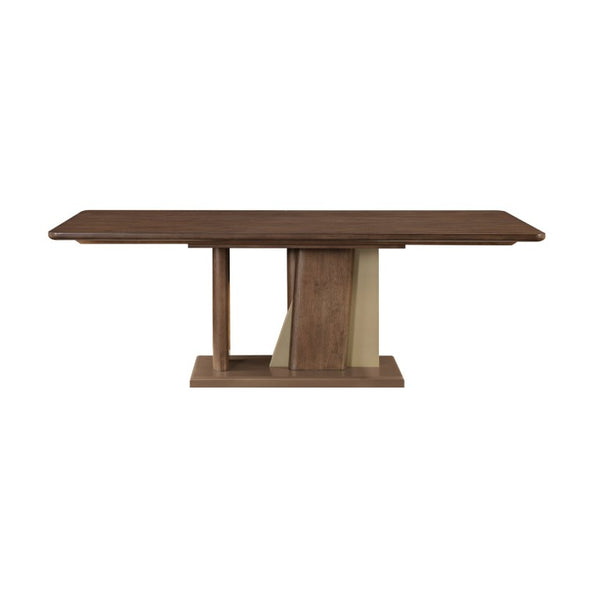 English Elm Ouida Rectangular Wood Veneer Dining Table with Gold Accents Seats Eight B2726S00603