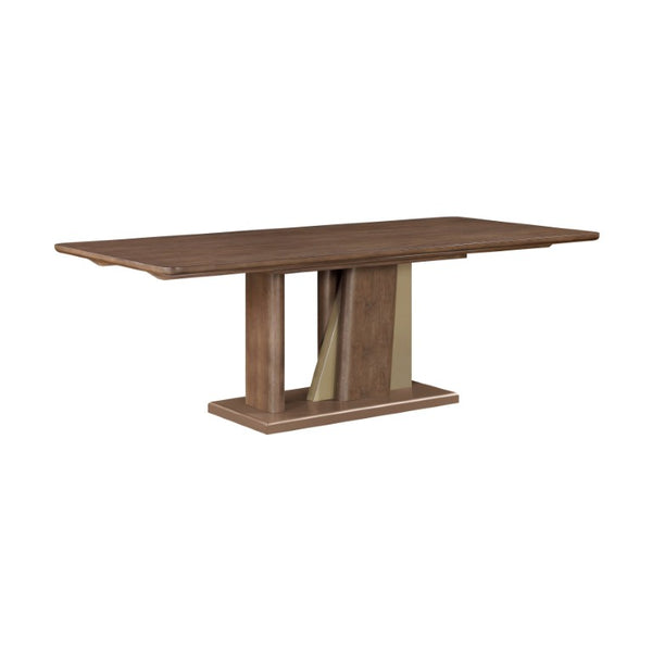 English Elm Ouida Rectangular Wood Veneer Dining Table with Gold Accents Seats Eight B2726S00603