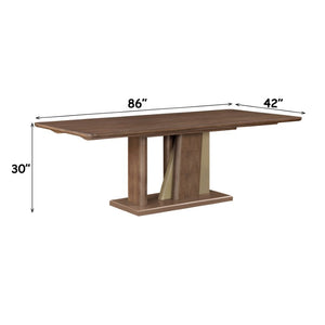 English Elm Ouida Rectangular Wood Veneer Dining Table with Gold Accents Seats Eight B2726S00603