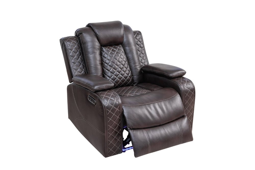 English Elm Replacement-violet Glow Led Home Theater Sofa with Bluetooth Speakers and Wireless Charging B2730P509058
