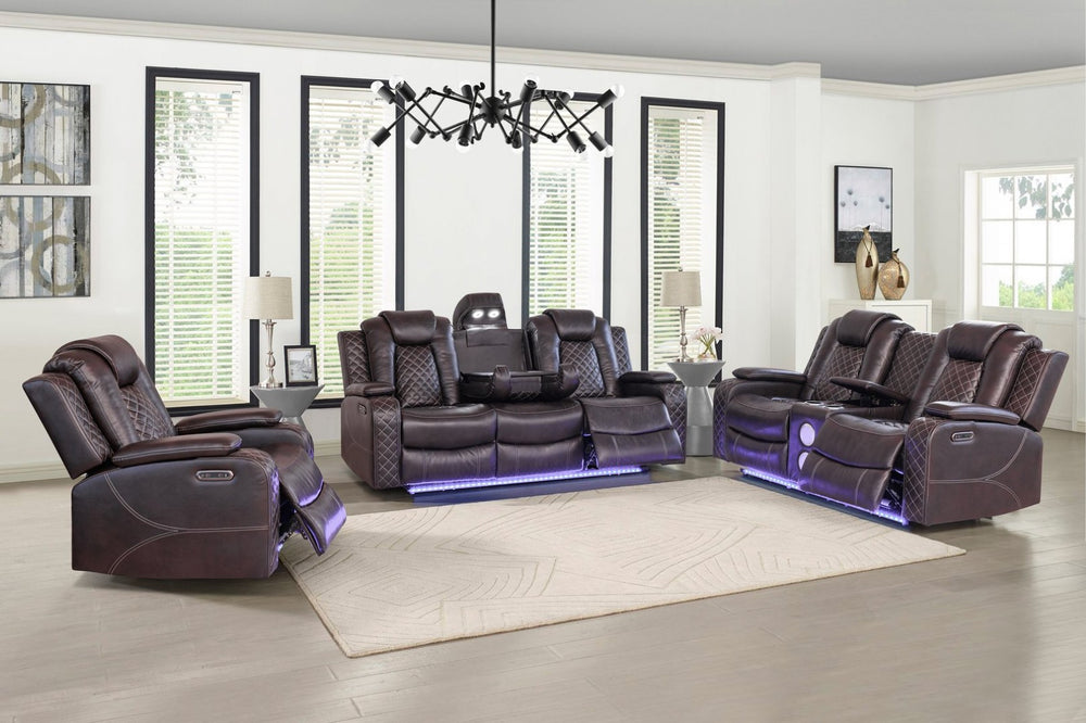 English Elm Replacement-violet Glow Led Home Theater Sofa with Bluetooth Speakers and Wireless Charging B2730P509058