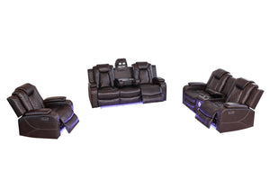 English Elm Replacement-violet Glow Led Home Theater Sofa with Bluetooth Speakers and Wireless Charging B2730P509058