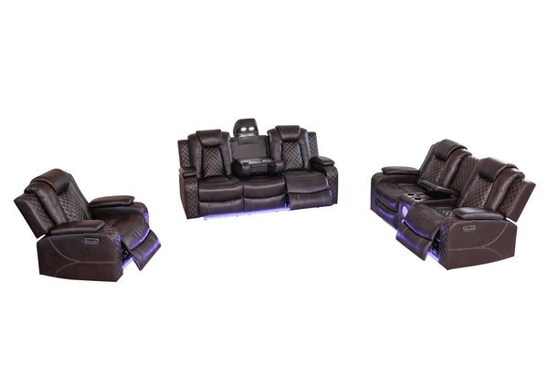 English Elm Replacement-violet Glow Led Home Theater Sofa with Bluetooth Speakers and Wireless Charging B2730P509058