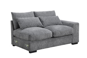 English Elm Modern Flannel Velvet Modular Sectional with Reclining Seats Console and USB Ports B2730S00045