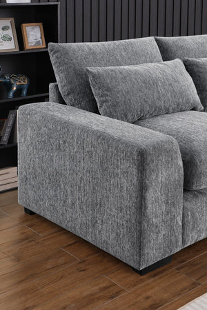 English Elm Modern Flannel Velvet Modular Sectional with Reclining Seats Console and USB Ports B2730S00045