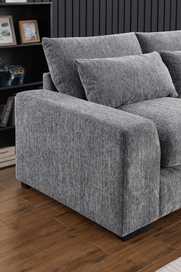 English Elm Modern Flannel Velvet Modular Sectional with Reclining Seats Console and USB Ports B2730S00045