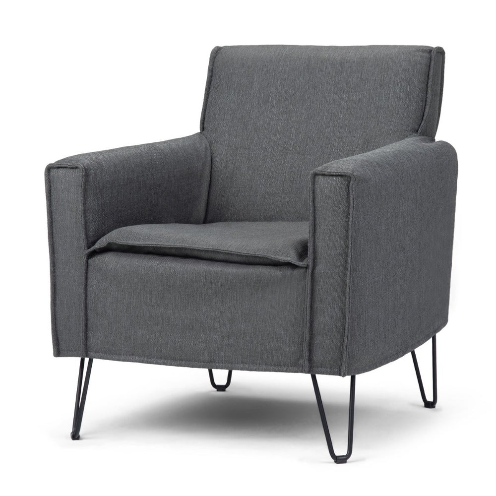 English Elm Deacon Mid-century Accent Chair Woven Upholstery Hairpin Legs Living Room Seating B2732P534936