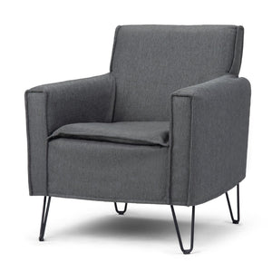 English Elm Deacon Mid-century Accent Chair Woven Upholstery Hairpin Legs Living Room Seating B2732P534936