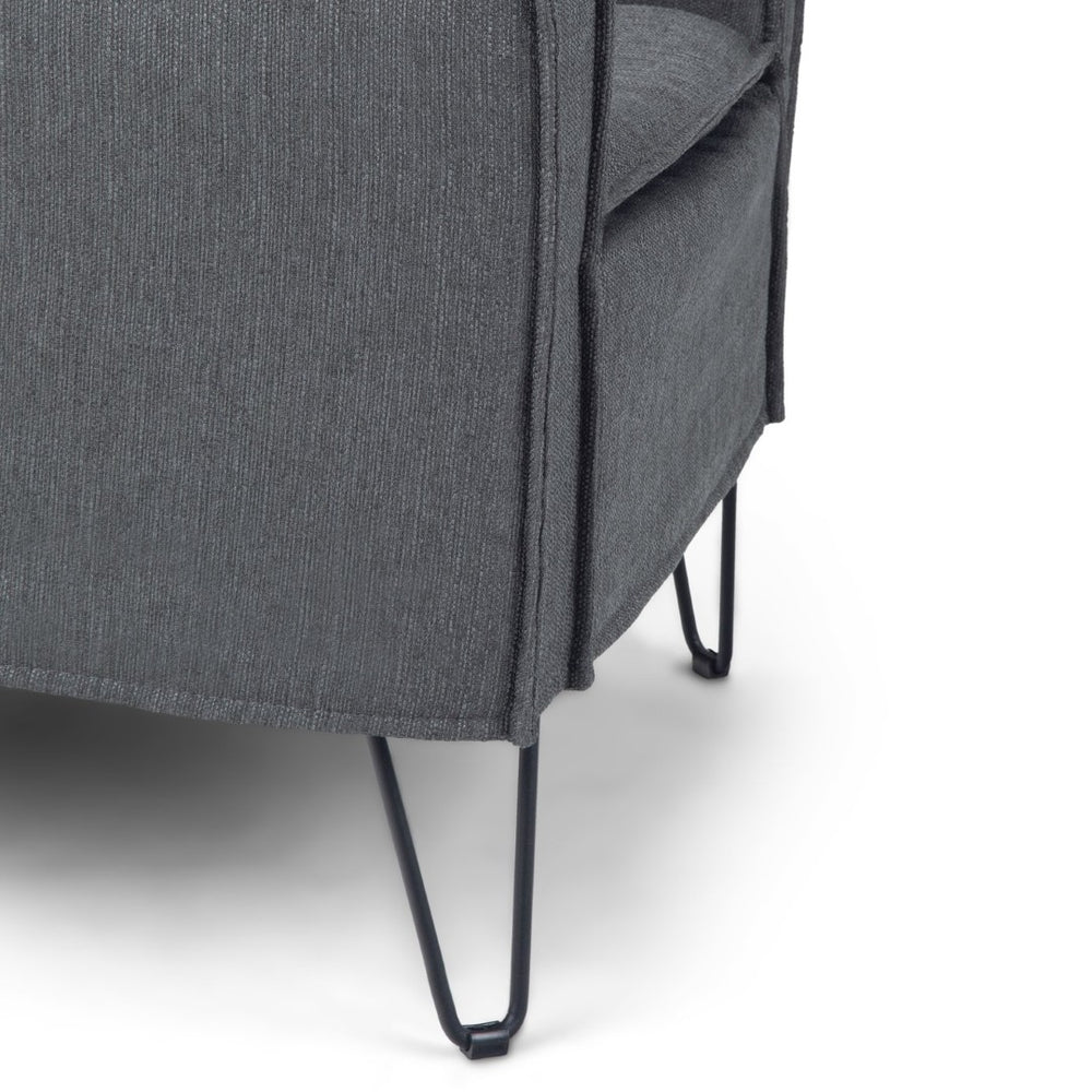 English Elm Deacon Mid-century Accent Chair Woven Upholstery Hairpin Legs Living Room Seating B2732P534936