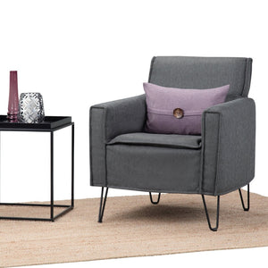 English Elm Deacon Mid-century Accent Chair Woven Upholstery Hairpin Legs Living Room Seating B2732P534936