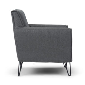 English Elm Deacon Mid-century Accent Chair Woven Upholstery Hairpin Legs Living Room Seating B2732P534936