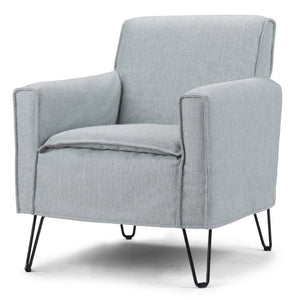 English Elm Deacon Mid-Century Accent Chair with Hairpin Legs and Gray Woven Slipcover B2732P534937