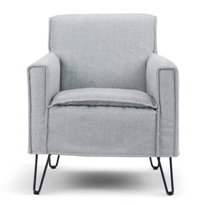 English Elm Deacon Mid-Century Accent Chair with Hairpin Legs and Gray Woven Slipcover B2732P534937