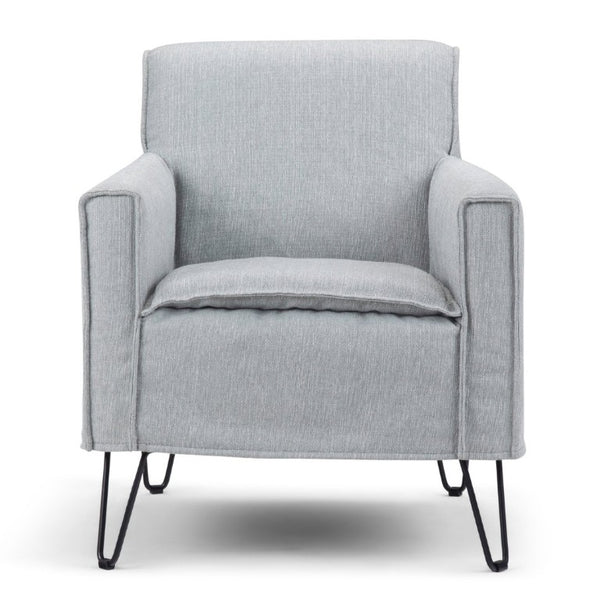 English Elm Deacon Mid-Century Accent Chair with Hairpin Legs and Gray Woven Slipcover B2732P534937