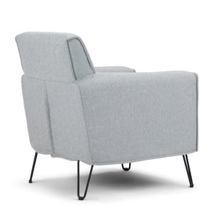 English Elm Deacon Mid-Century Accent Chair with Hairpin Legs and Gray Woven Slipcover B2732P534937