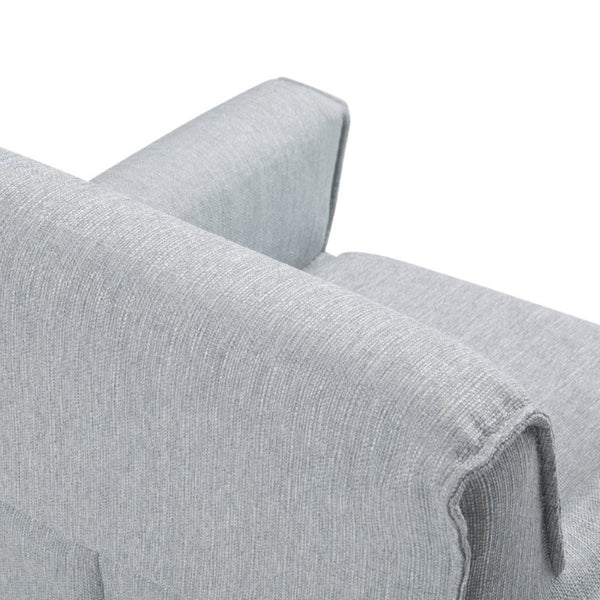English Elm Deacon Mid-Century Accent Chair with Hairpin Legs and Gray Woven Slipcover B2732P534937