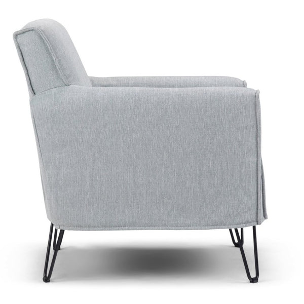 English Elm Deacon Mid-Century Accent Chair with Hairpin Legs and Gray Woven Slipcover B2732P534937