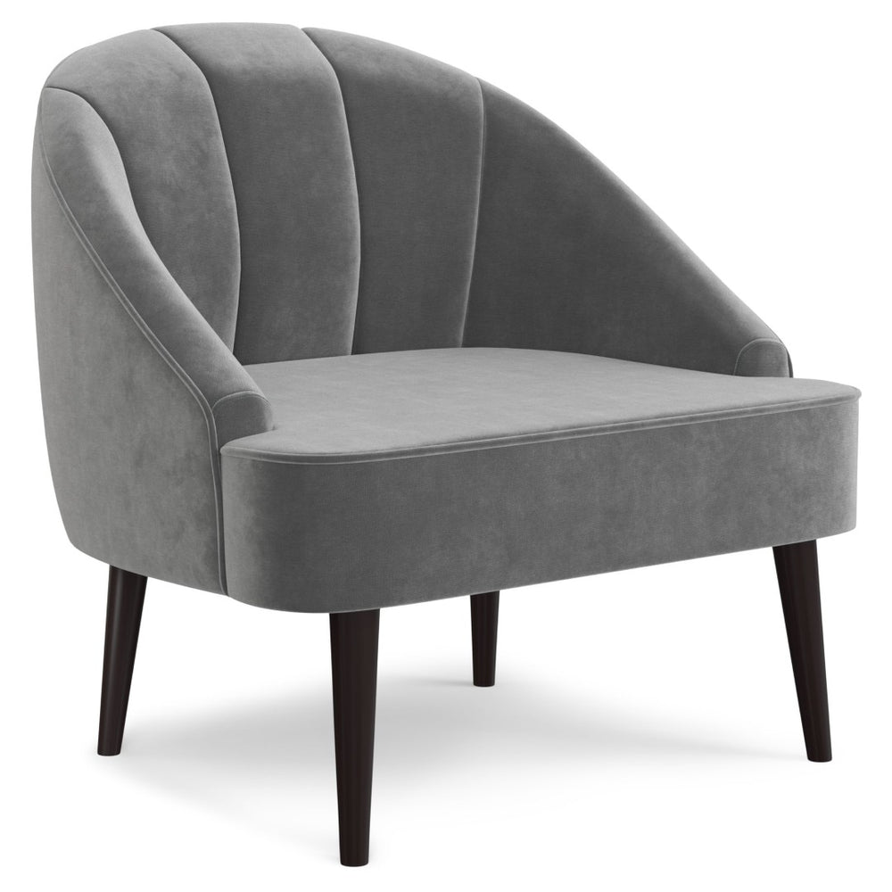 English Elm Mulligan Velvet Accent Chair Tufted Channel Back Rubberwood Mid-century Living Room B2732P534938