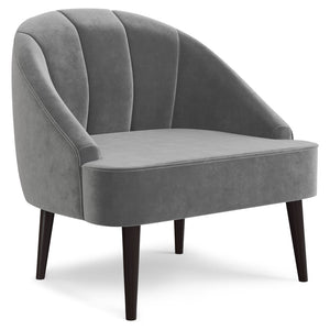 English Elm Mulligan Velvet Accent Chair Tufted Channel Back Rubberwood Mid-century Living Room B2732P534938