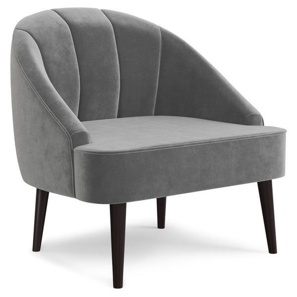 English Elm Mulligan Velvet Accent Chair Tufted Channel Back Rubberwood Mid-century Living Room B2732P534938
