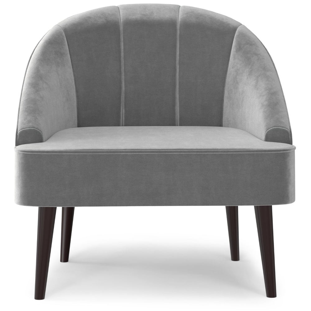 English Elm Mulligan Velvet Accent Chair Tufted Channel Back Rubberwood Mid-century Living Room B2732P534938