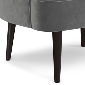 English Elm Mulligan Velvet Accent Chair Tufted Channel Back Rubberwood Mid-century Living Room B2732P534938