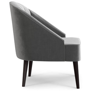 English Elm Mulligan Velvet Accent Chair Tufted Channel Back Rubberwood Mid-century Living Room B2732P534938
