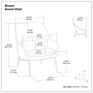 English Elm Duffy Barrel Accent Chair Linen Upholstery Mid-century Modern with Lumbar Pillow B2732P534939