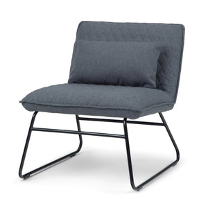 English Elm Lyons Quilted Linen Accent Chair with Metal Base and Lumbar Pillow Support B2732P534940