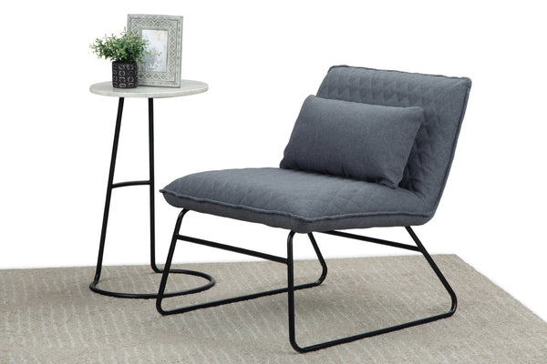 English Elm Lyons Quilted Linen Accent Chair with Metal Base and Lumbar Pillow Support B2732P534940