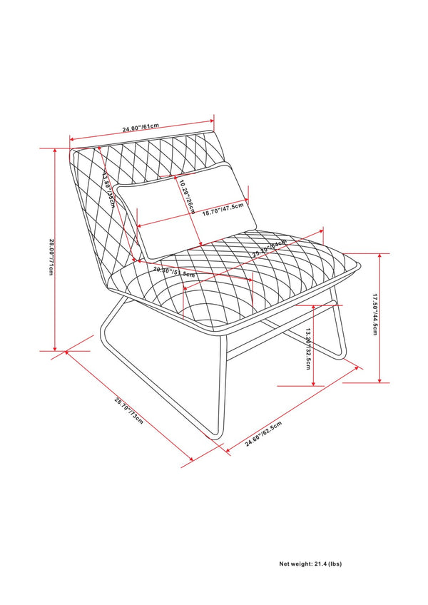 English Elm Lyons Quilted Linen Accent Chair with Metal Base and Lumbar Pillow Support B2732P534940