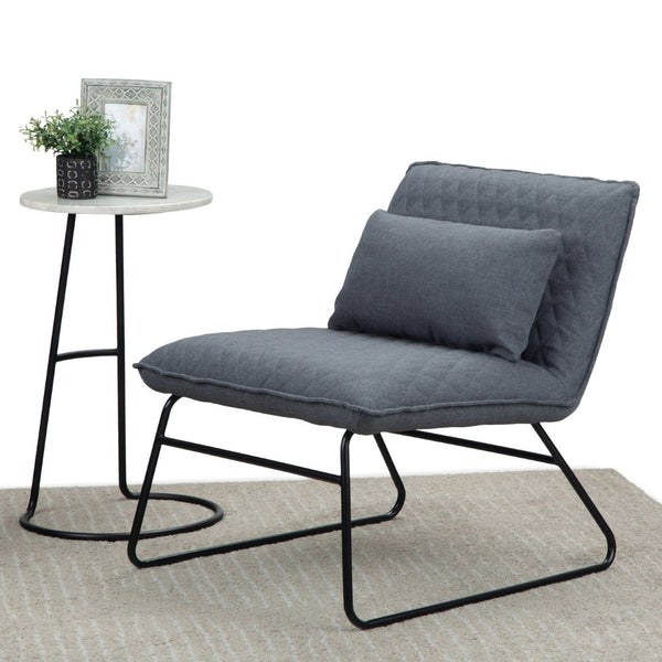 English Elm Lyons Quilted Linen Accent Chair with Metal Base and Lumbar Pillow Support B2732P534940