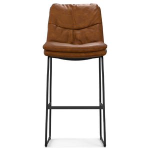 English Elm Lena Tufted Vegan Upholstered Barstools Set of 2 for Kitchen Island or Home Bar Brown Faux Leather B2732P536372
