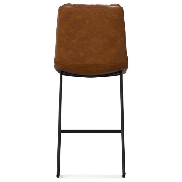 English Elm Lena Tufted Vegan Upholstered Barstools Set of 2 for Kitchen Island or Home Bar Brown Faux Leather B2732P536372