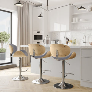 English Elm Lena Tufted Vegan Upholstered Barstools Set of 2 for Kitchen Island or Home Bar Grey Polyester B2732P536374