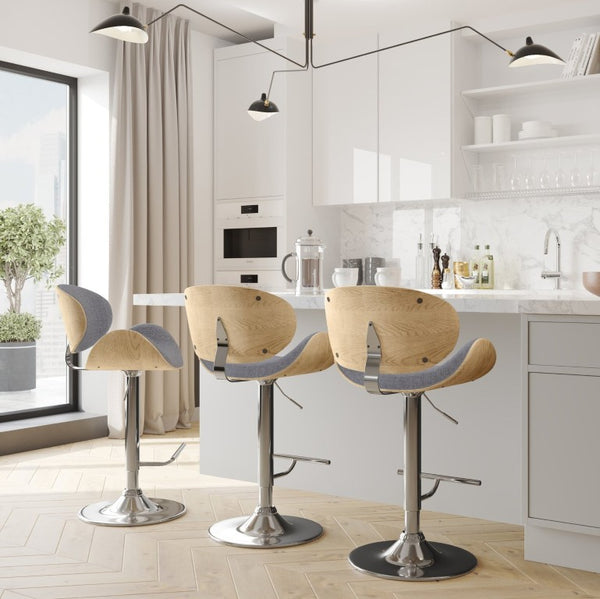 English Elm Lena Tufted Vegan Upholstered Barstools Set of 2 for Kitchen Island or Home Bar Grey Polyester B2732P536374