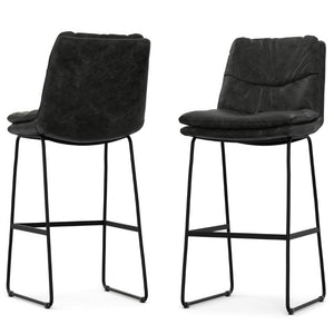 English Elm Lena Tufted Faux Leather Barstools Set of 2 with Iron Base for Kitchen or Home Bar B2732P536382