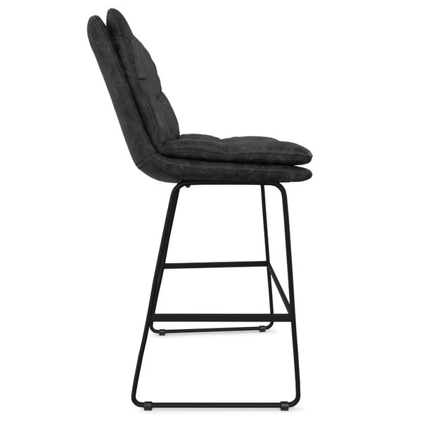 English Elm Lena Tufted Faux Leather Barstools Set of 2 with Iron Base for Kitchen or Home Bar B2732P536382
