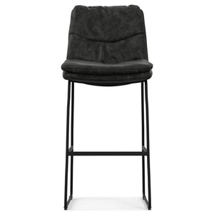 English Elm Lena Tufted Faux Leather Barstools Set of 2 with Iron Base for Kitchen or Home Bar B2732P536382