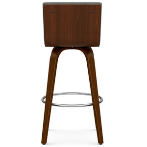 English Elm Maeve Swivel Barstools Set of 2 Vegan Upholstered with Walnut Frame and Chrome Rest Grey Polyester B2732P536383