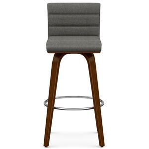 English Elm Maeve Swivel Barstools Set of 2 Vegan Upholstered with Walnut Frame and Chrome Rest Grey Polyester B2732P536383