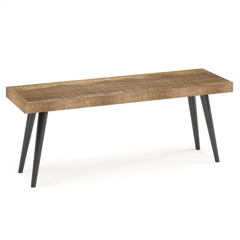 English Elm Callahan Solid Mango Wood Entryway Bench with Industrial Black Steel Legs 43 inches B2732P547120