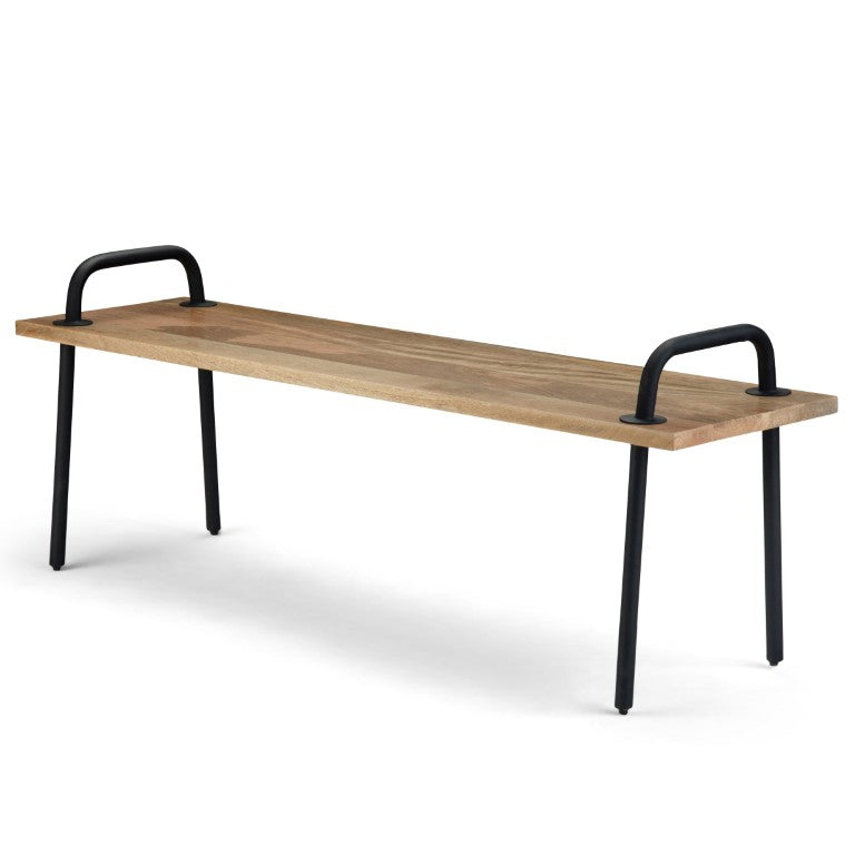 English Elm Liberty Solid Mango Wood Entryway Bench with Black Metal Legs Industrial Style B2732P547121